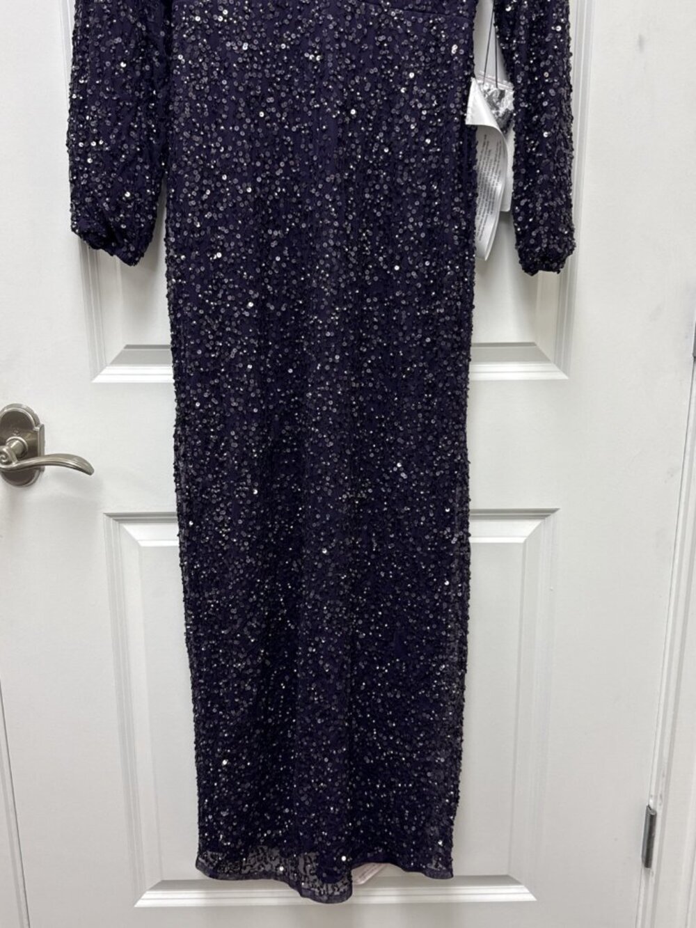 Mac Duggal Size 2 Purple 10791 Sequined Long Sleeve Column Gown Dress Formal NWT - Picture 6 of 10